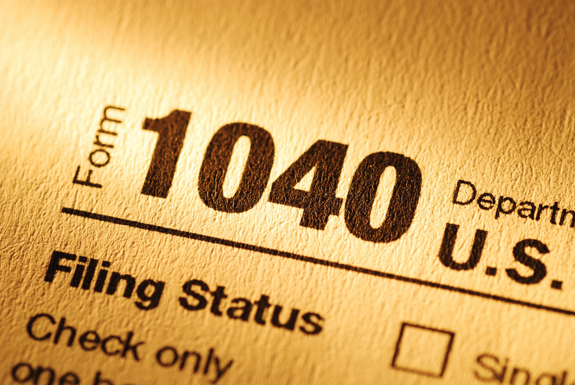 Form 1040 for declaration of Personal Income Tax